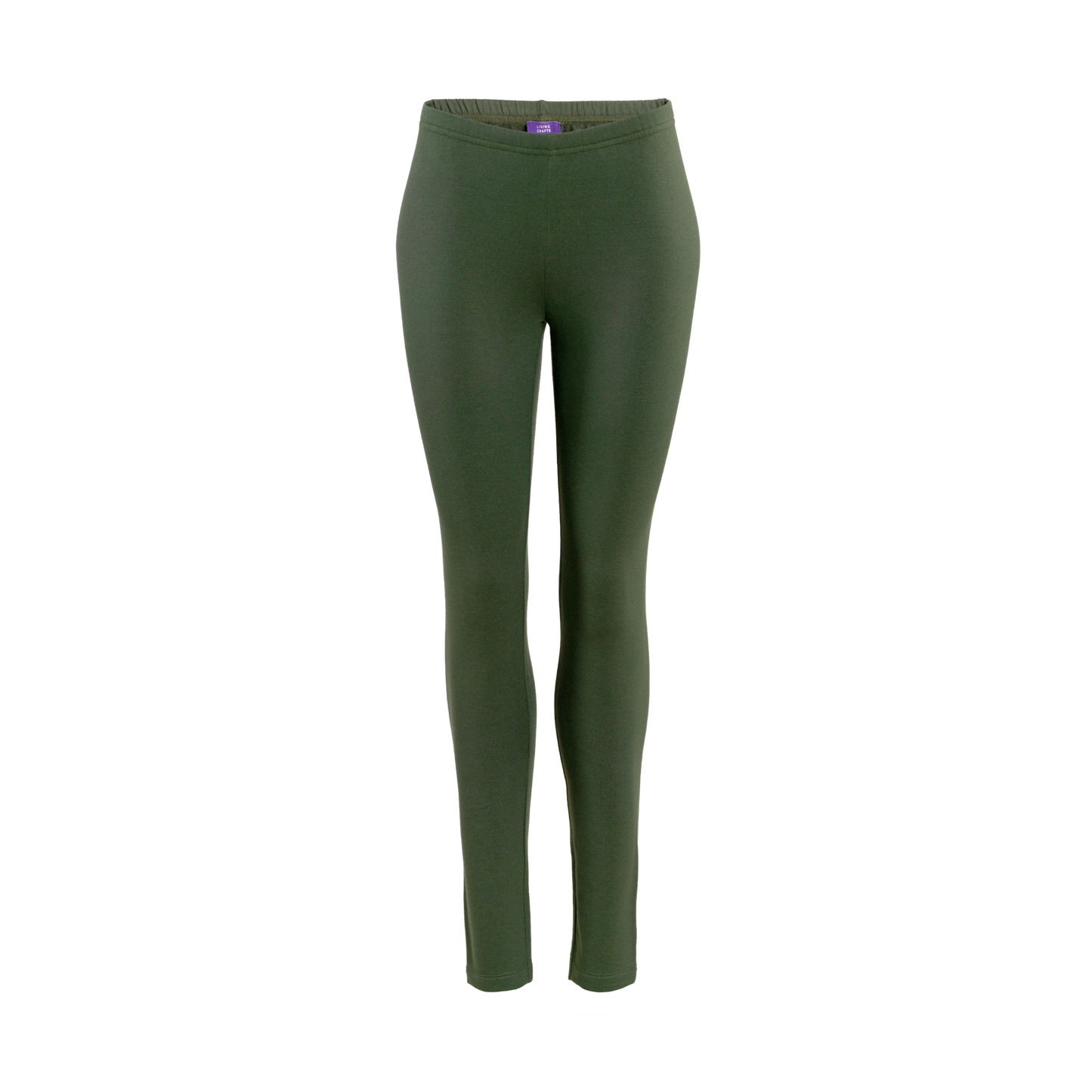 Organic Stretch Fleece Leggings: Womens in green, featuring a slim-fit design and high-rise waistband for ultimate comfort.