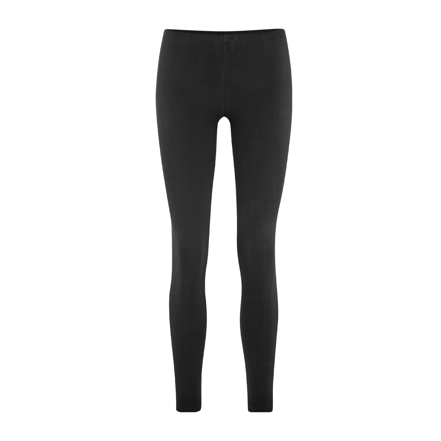 Organic Stretch Fleece Leggings: Womens in black, designed for comfort with a slim-fit silhouette and high-rise waistband.