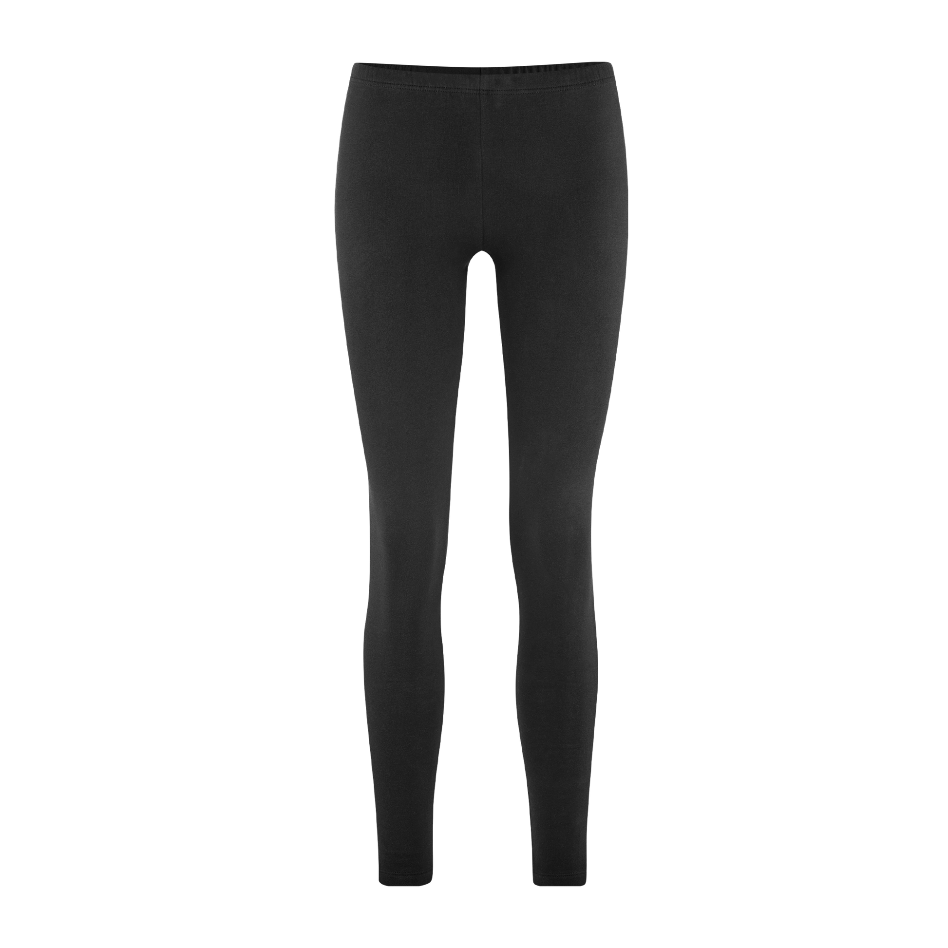 Organic Stretch Fleece Leggings: Womens in black, designed for comfort with a slim-fit silhouette and high-rise waistband.