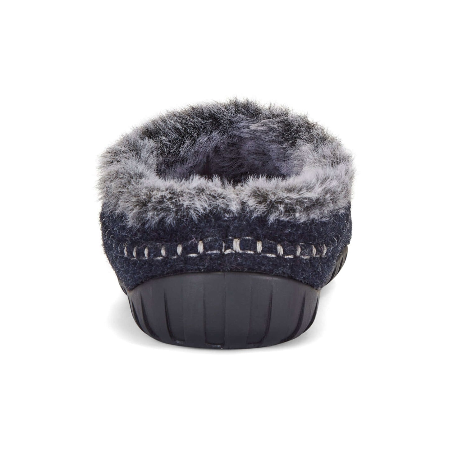 Ossa Low - Men's - Navy & Grey back view showing plush faux fur lining and durable sole.