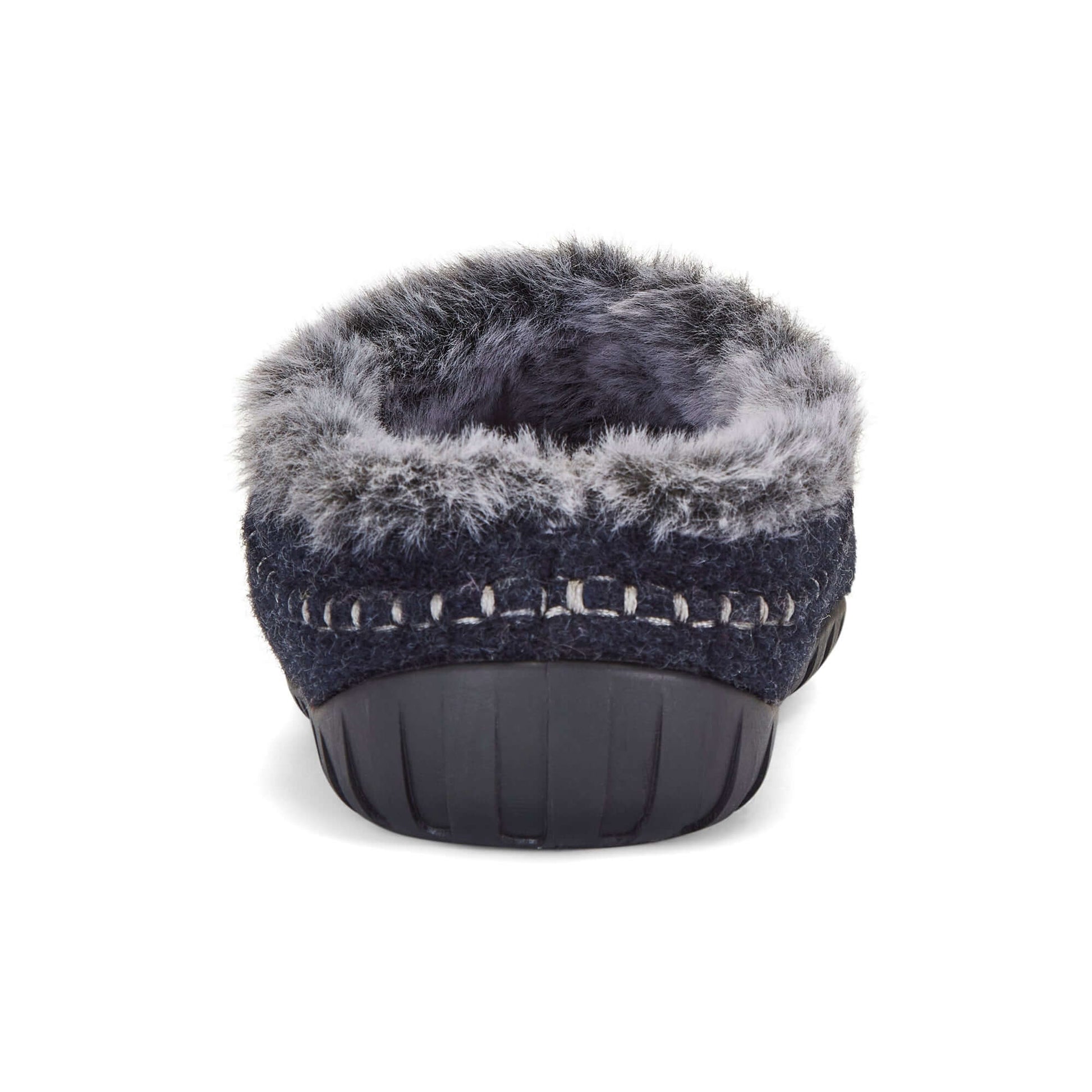 Ossa Low - Men's - Navy & Grey back view showing plush faux fur lining and durable sole.
