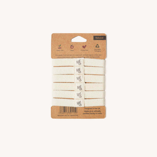 Plastic Free Hair Ties - 6 Pack - Blonde - Eco-friendly hair accessories made from organic cotton and natural rubber.
