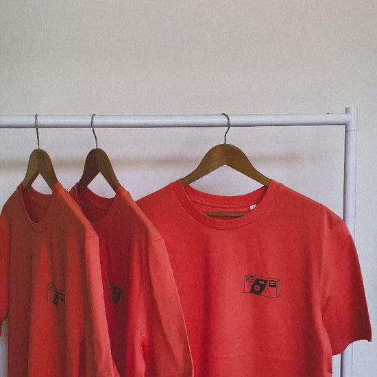 Aim & Snap Disposable Camera Unisex Organic Cotton T-Shirt - Orange