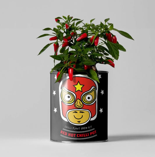 Red Hot Chilli Pot Grow Your Own Plant Kit, a spicy gardening gift for cultivating fresh chillies at home.