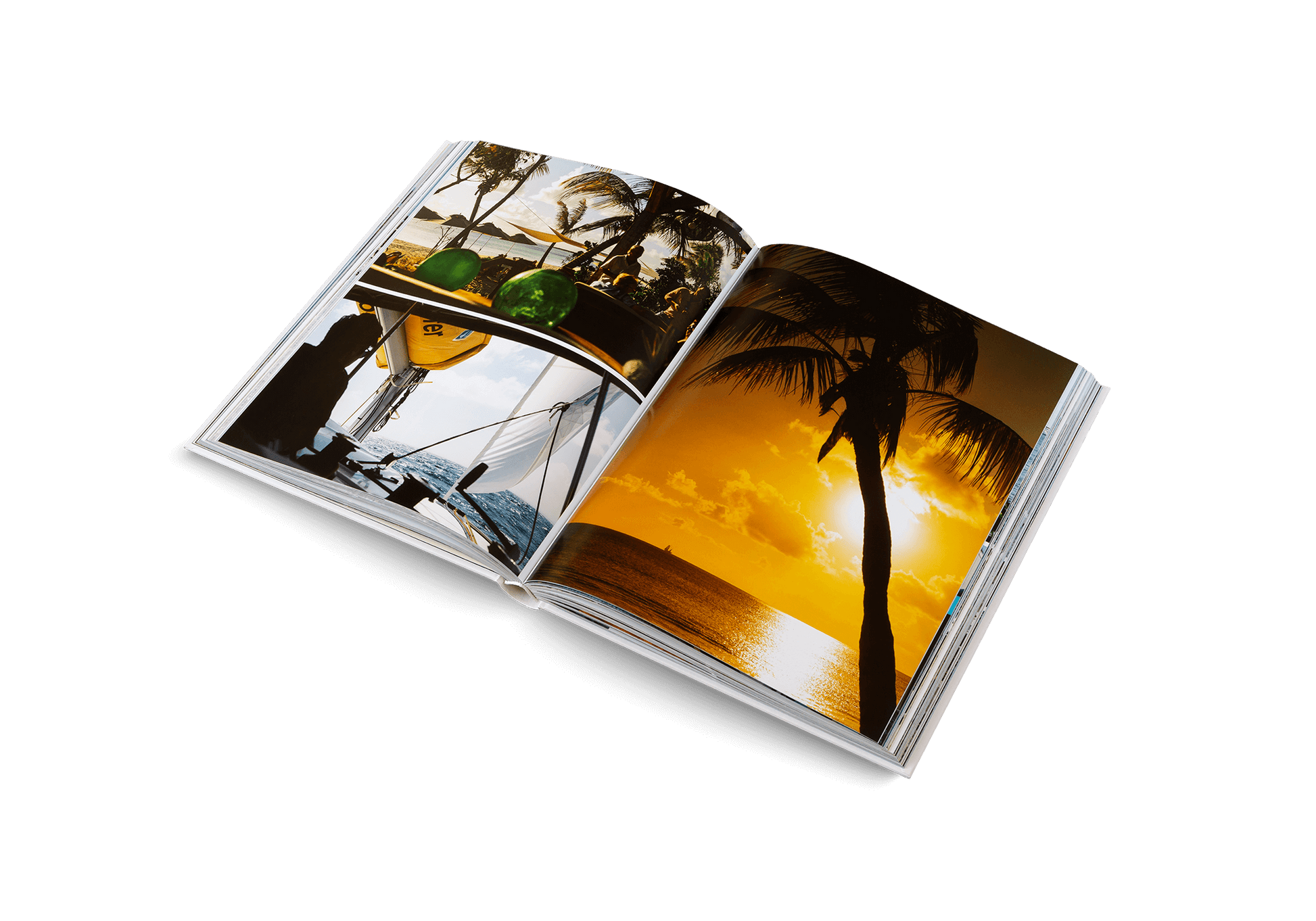 Open book showcasing images from Sailing the Seas Vol. 2, perfect gift ideas for sailing enthusiasts in Brighton and Hove, UK.