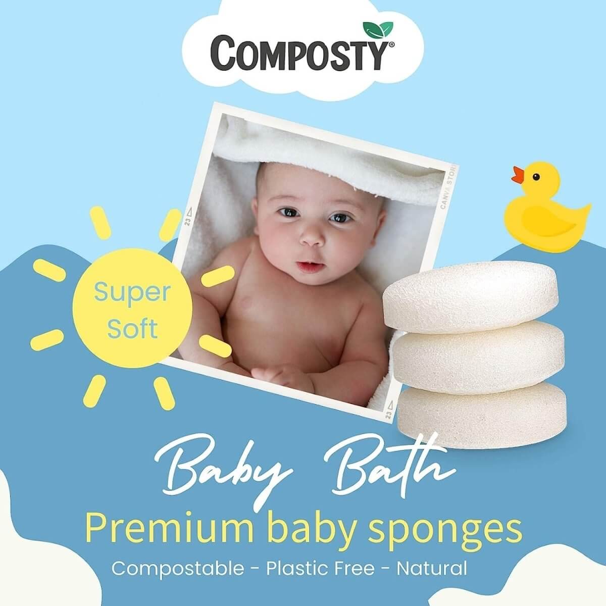 Super-Soft Baby Bath Sponges – 3 Pack from Eco Friendly Online Shop in UK, Brighton and Hove.