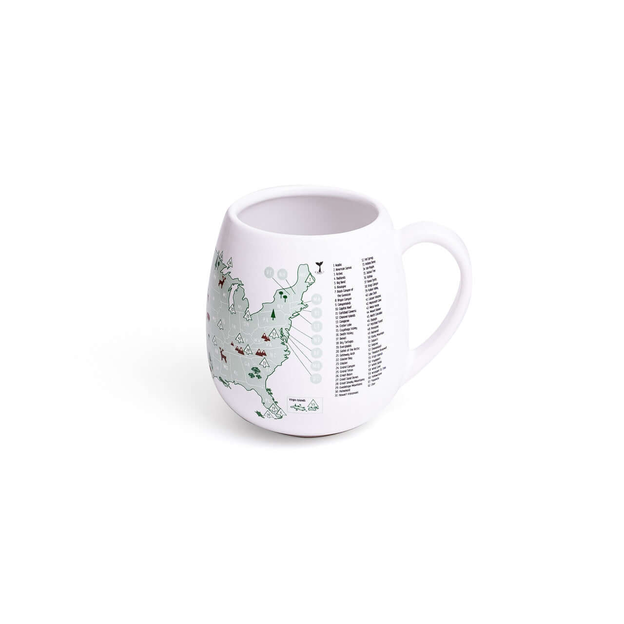 White mug with a map design on a white background