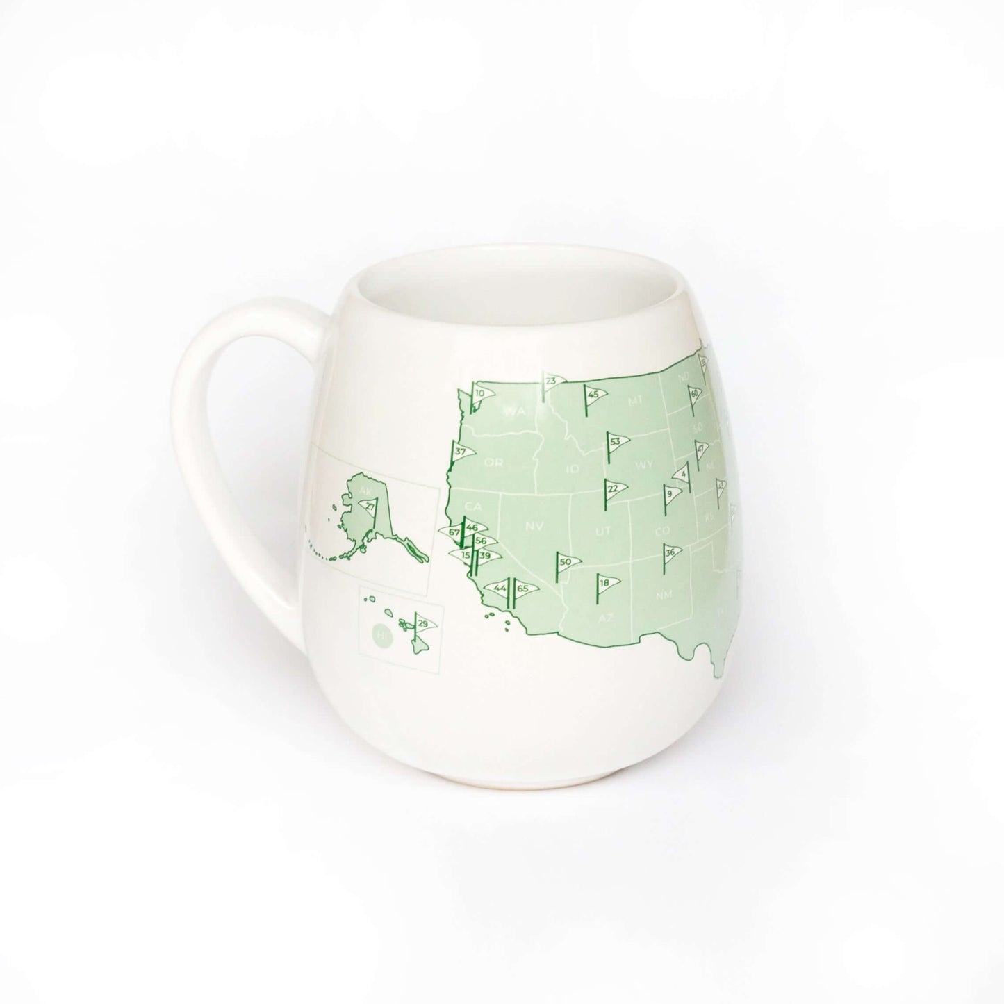 US Golfer's Mug featuring a map of the United States, perfect gift for golfers who love to travel.