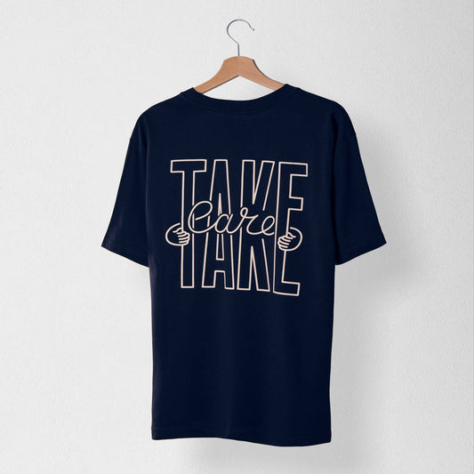 Take Care unisex T-shirt from Eco-Friendly-Online-Shop, featuring a mindful design for everyday sustainable style.