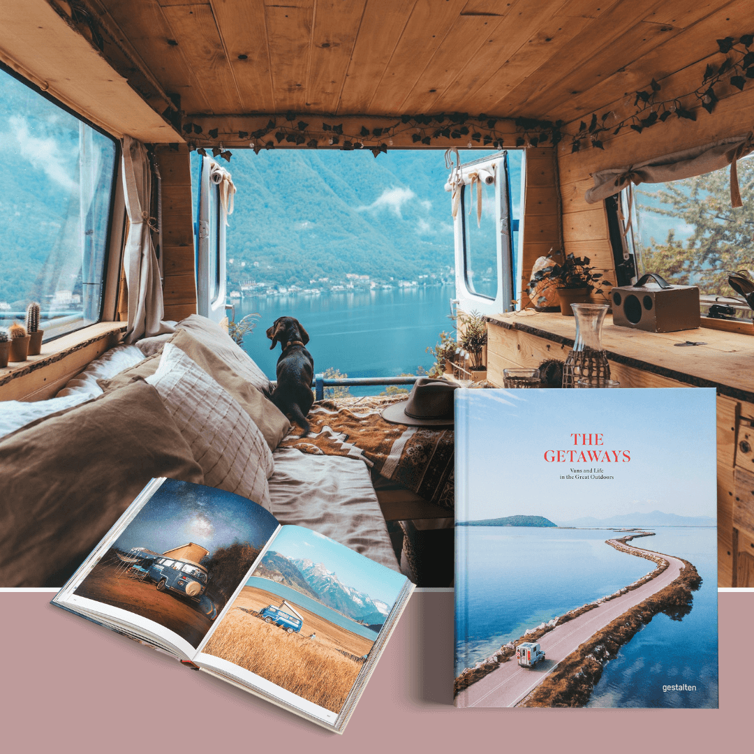The Getaways - Vans and Life in the Great Outdoors, featuring a cozy van interior and scenic views.