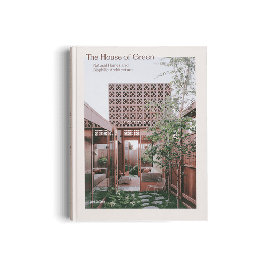 The House of Green - Explore Biophilic Architecture book cover showcasing natural homes and biophilic design.