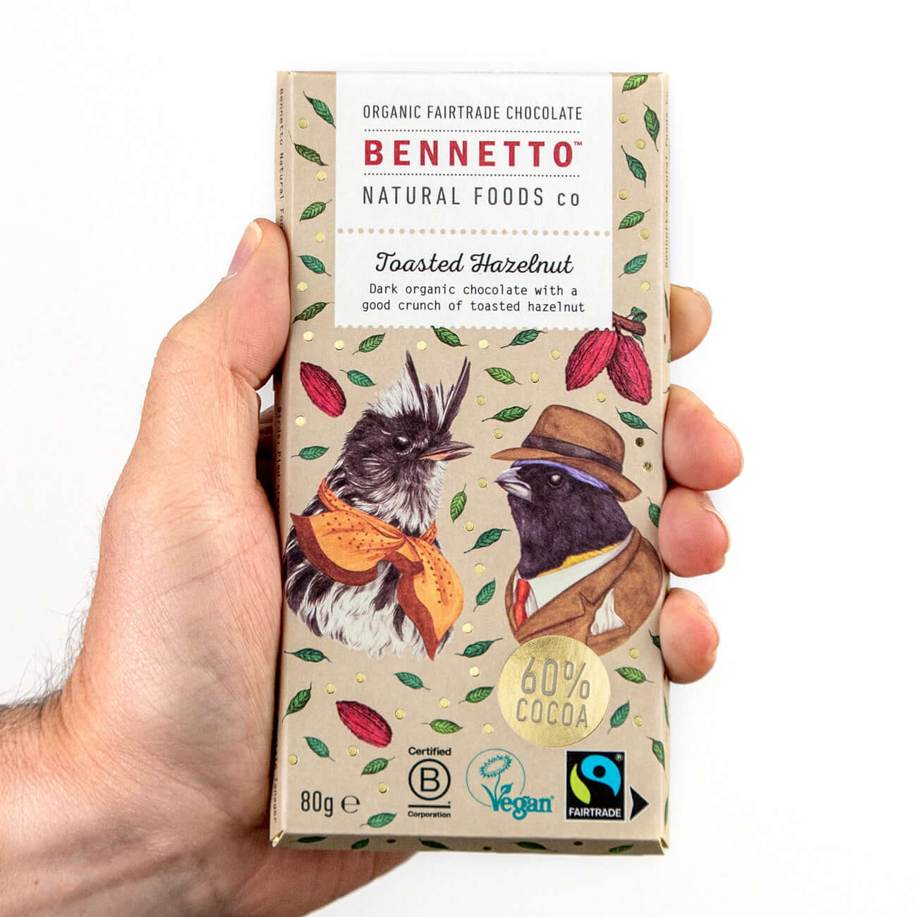 Toasted Hazelnut dark organic chocolate bar with toasted hazelnut crunch, eco Friendly Online Shop in UK, Brighton and Hove.