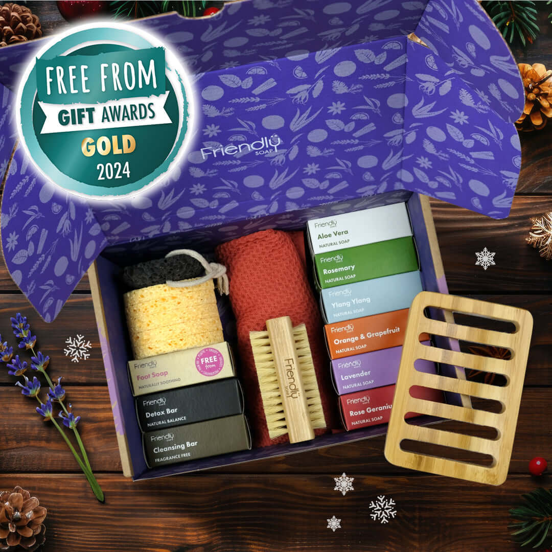Tranquil Spa Hamper featuring an array of natural soaps and skincare essentials in a beautifully packaged box.