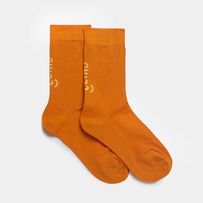 Unisex Orange Leiho Street Style Bamboo Socks from Eco-Friendly-Online-Shop, offering breathable, ethically made footwear for everyday comfort.