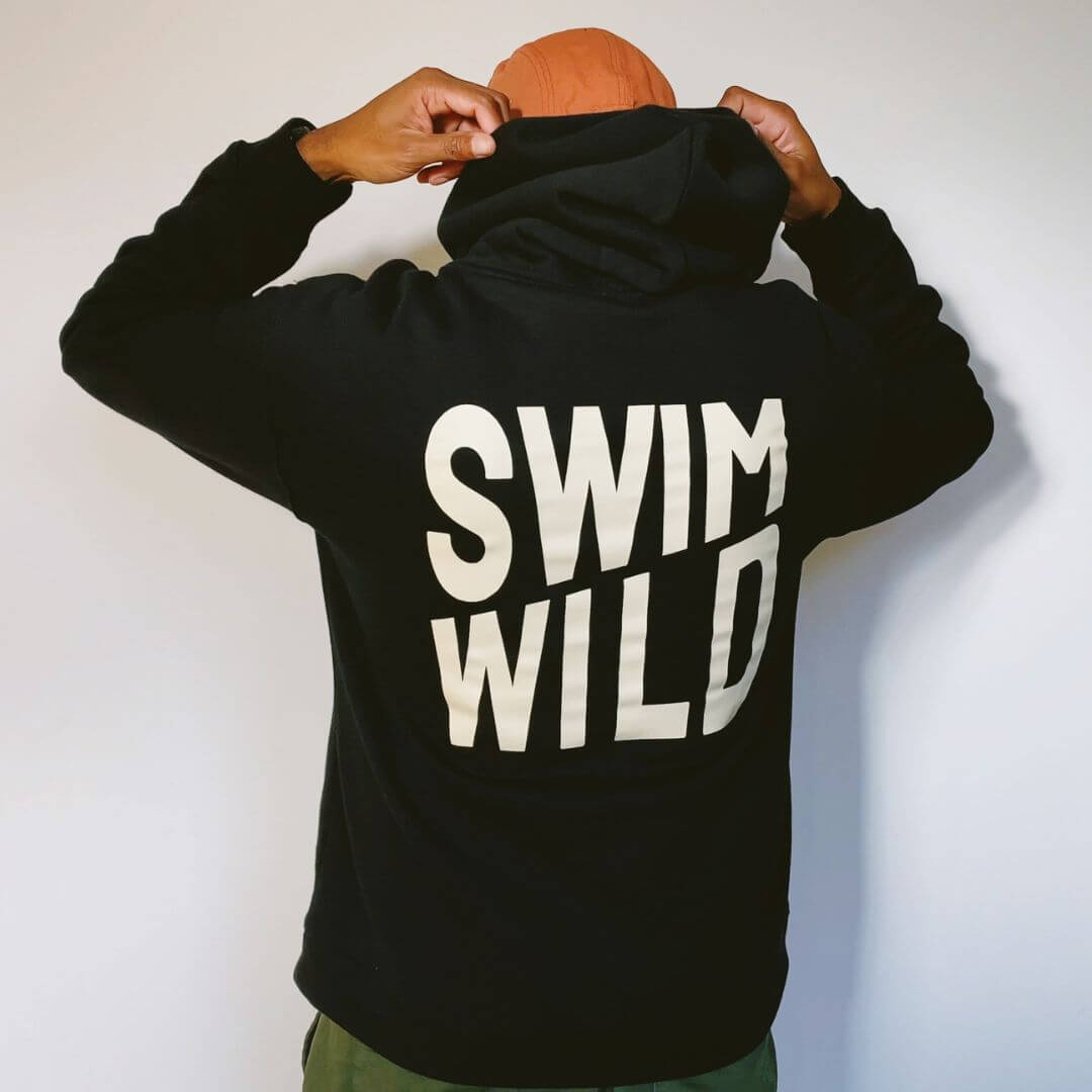 "Swim Wild" Unisex Oversized Fit Hoodie – Black