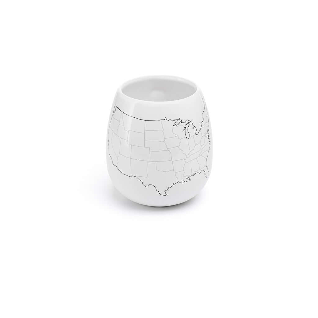 USA Map Colour In Travel Mug for coloring in visited states, eco-friendly gift for travelers, sold online in the UK.