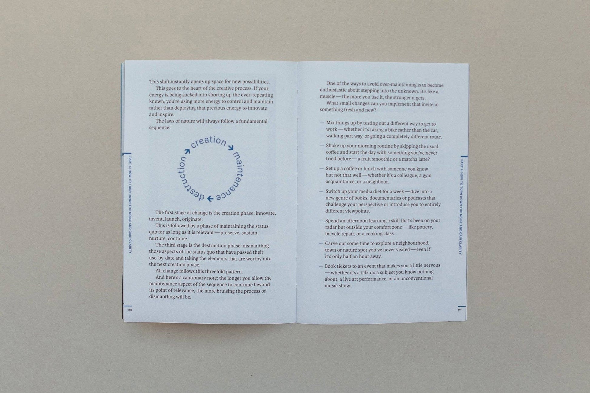 Open book with text on a beige background