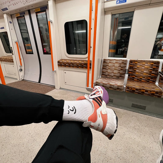 White Organic Cotton Smiley Socks by Leiho