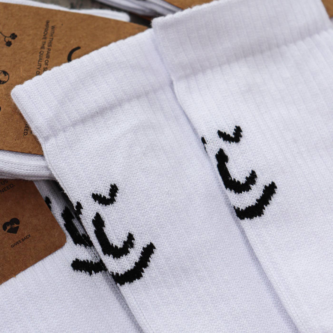 White Organic Cotton Smiley Socks by Leiho