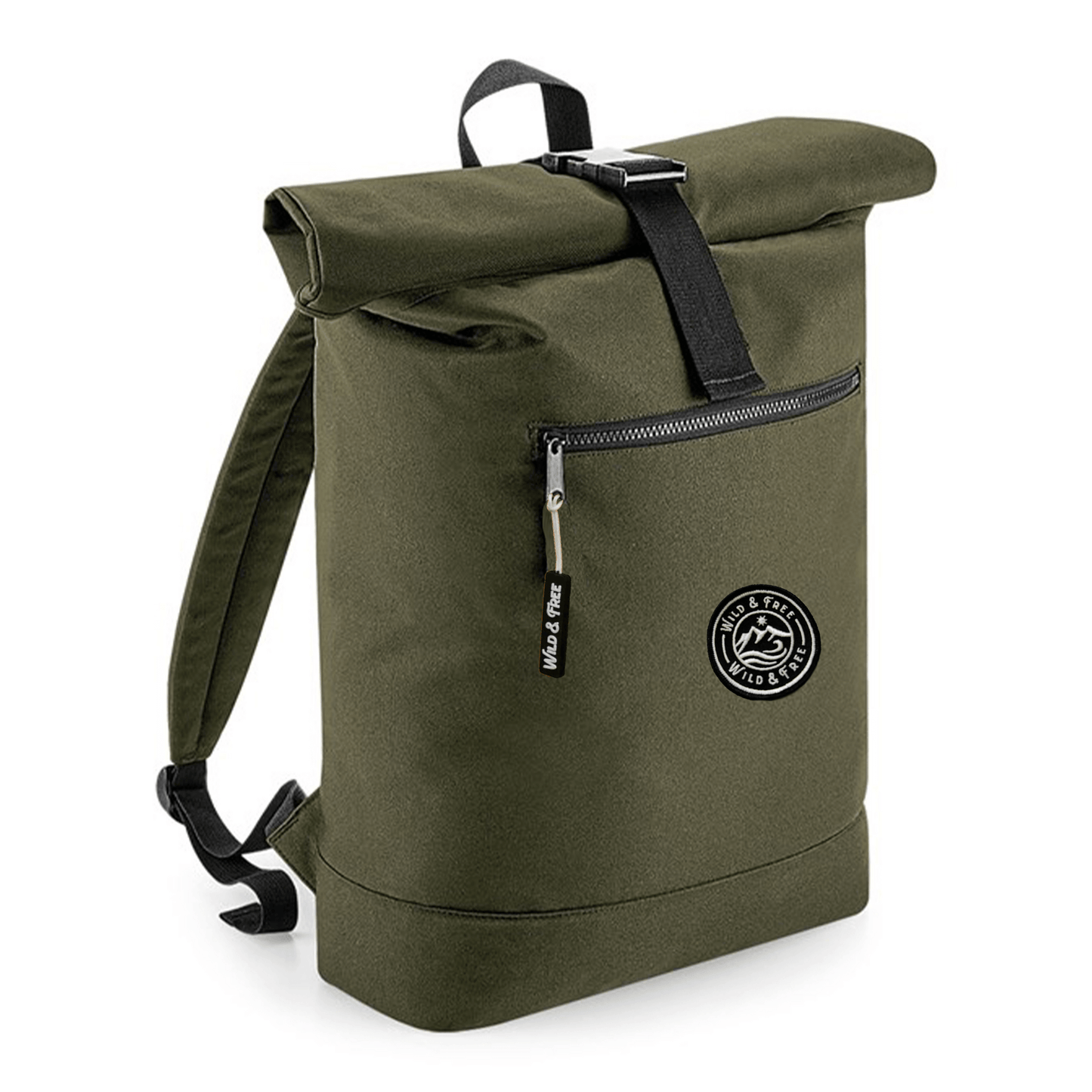 The Backpack in olive green, featuring padded straps and a zipper compartment, available at Alewk.club.
