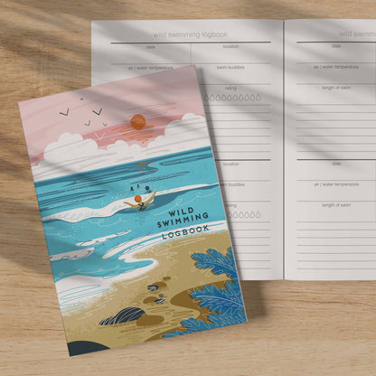 Wild Swimming Logbook: Into The Sea sea swimming notebook from Eco-Friendly-Online-Shop, designed for documenting open-water adventures in a sustainable format.