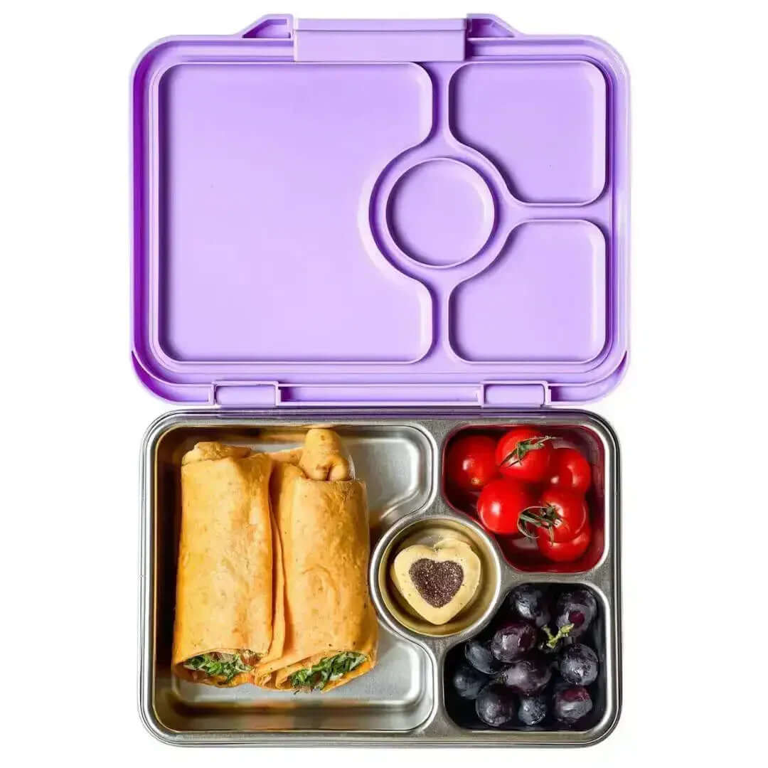 Yumbox Prêt Stainless Steel Leakproof Bento Lunch Box - Various Colours with healthy food options.